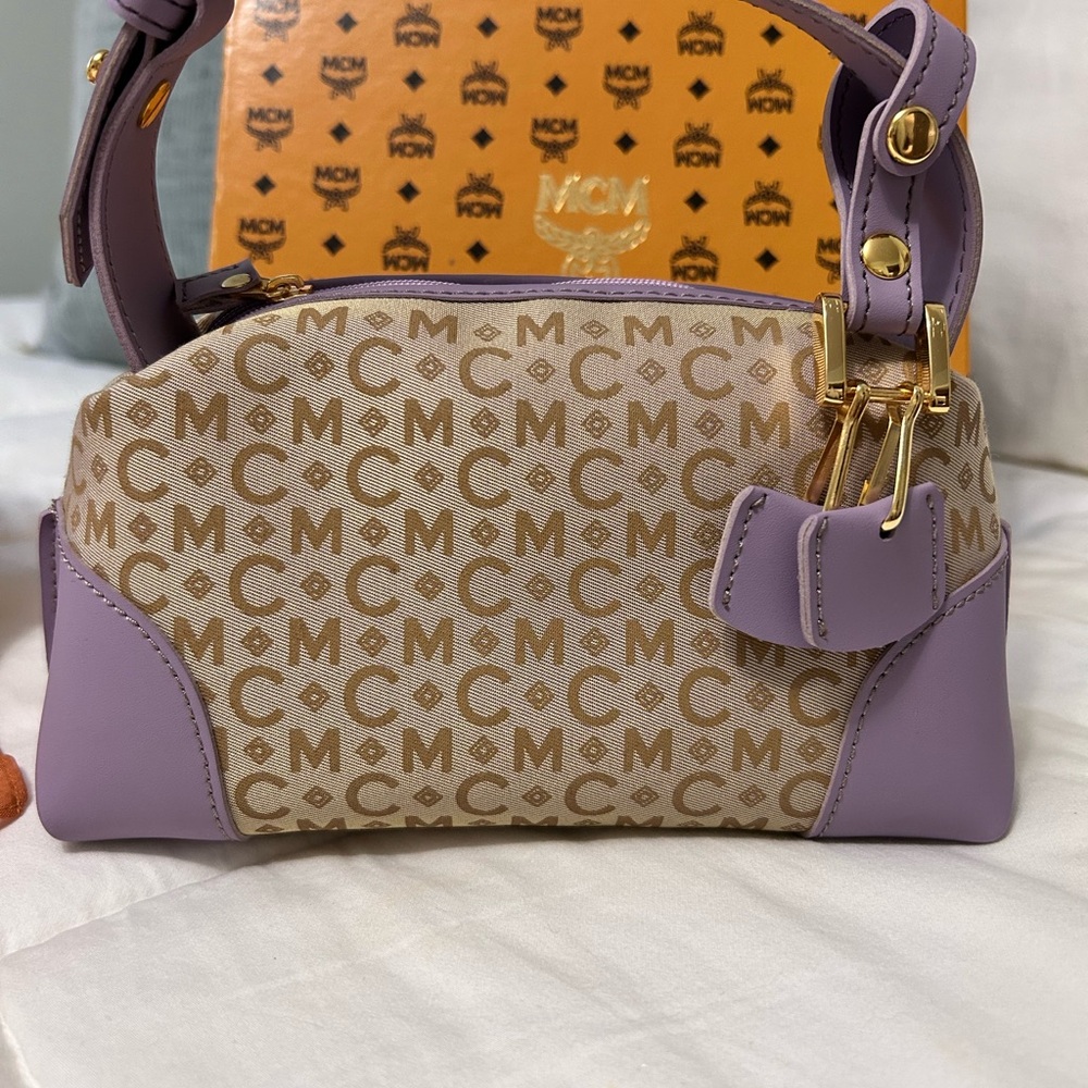 MCM Women's Beige and Purple Micro Handbag - Picture 3 of 14